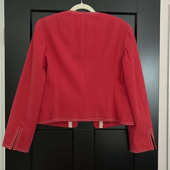Carlisle Vintage Vibrant Red Blazer w/Front Zipper & Pockets. 98% Cotton. Size 6 - Picture 8 of 13